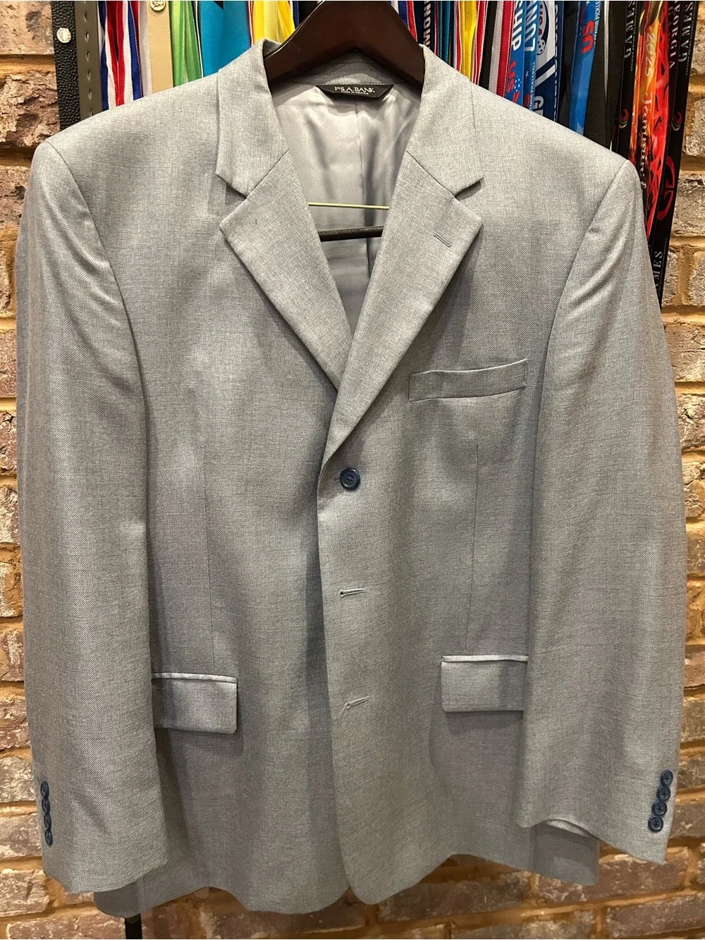 Jo S A Bank Light Gray Single-Breasted Men's Blazer